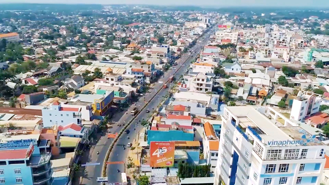 Trung tâm thành phố Đồng Xoài (tỉnh Bình Phước), khu vực đang phát triển từng ngày.